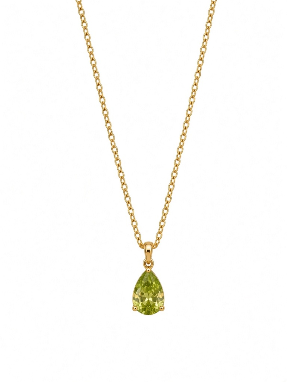 18K Gold-Plated August Birthstone Peridot Green CZ Necklace